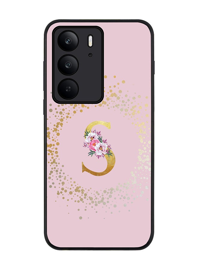 For Realme C75x / C75 4G Case,Slim fit Camera Protection, Shockproof Thin Phone cover  - Custom Monogram Floral - S  (Pink )